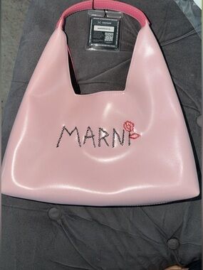 Marni Kids Logo Embroidered Open Top Shoulder Bag - Pink